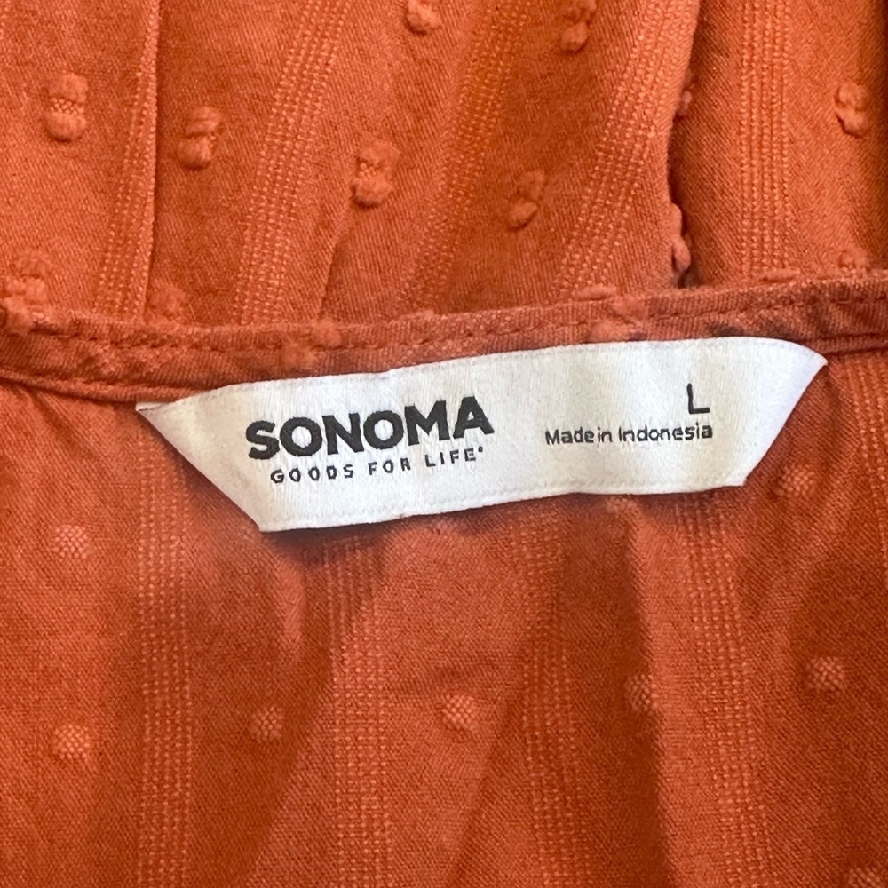 Sonoma Goods For Life Swiss Dot Button Front Maxi Dress Rust Orange Large - Picture 7 of 7
